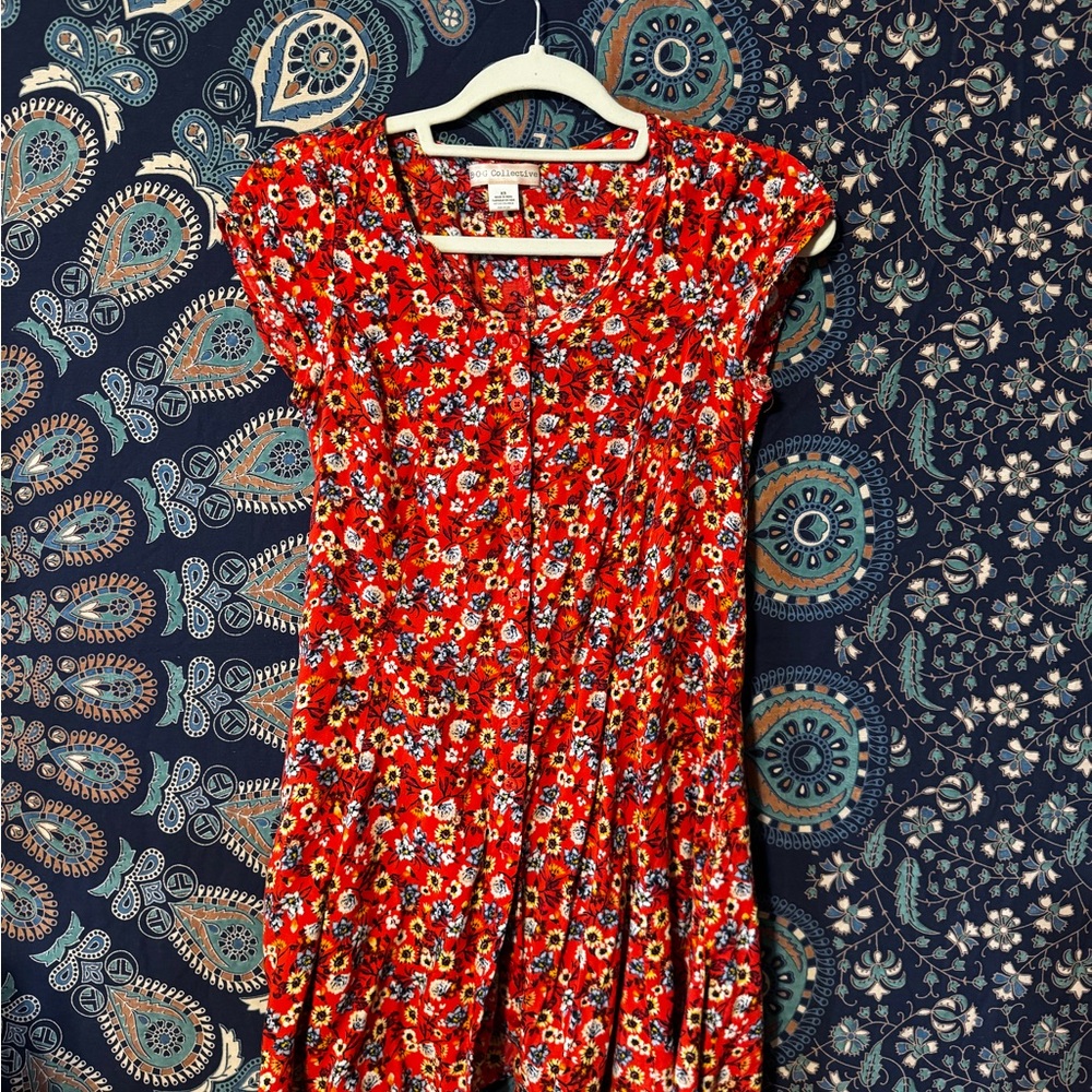 Floral Red Dress